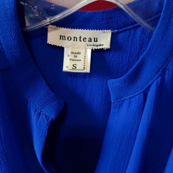 Monteau Short-Sleeve Royal Blue Dress With Belt Size Small - Picture 4 of 15